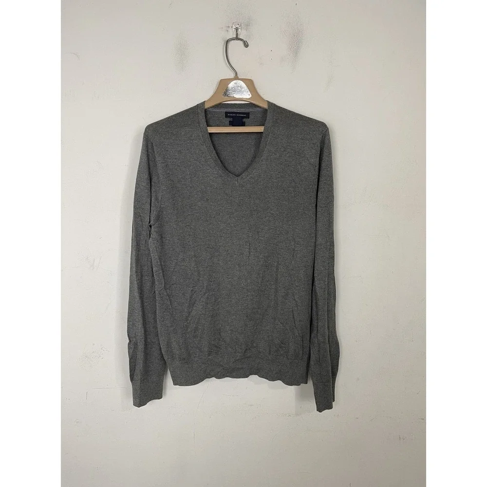 Banana Republic‎ Men's Gray V-Neck Sweater Size M Silk Cotton Cashmere Blend